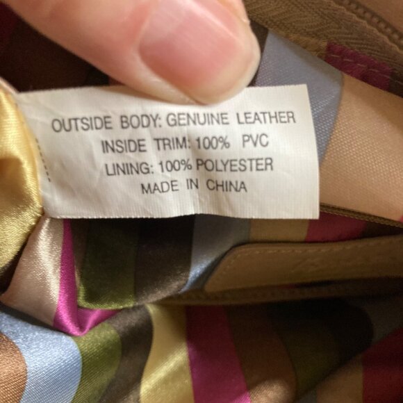 Womens Tignanello‎ Leather Hobo Tote Bag 14 x 14 x 2" 10" Handle Tan - Picture 13 of 13